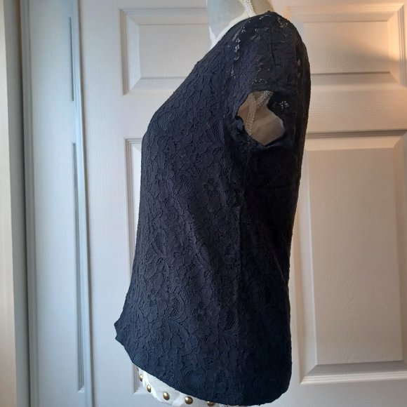 Kenneth Cole Reaction Black Lace Top - Zippered Back (3175) - Picture 3 of 7